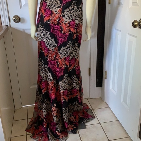 𝅺EUC Stunning Jay Godfrey Cocktail Dress Gown Flor Shimmer Print Size 12 - Picture 7 of 11